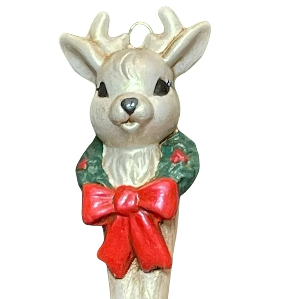 Vintage Christmas Reindeer with Wreath Icicle‎ Ornament 8 inches Retro